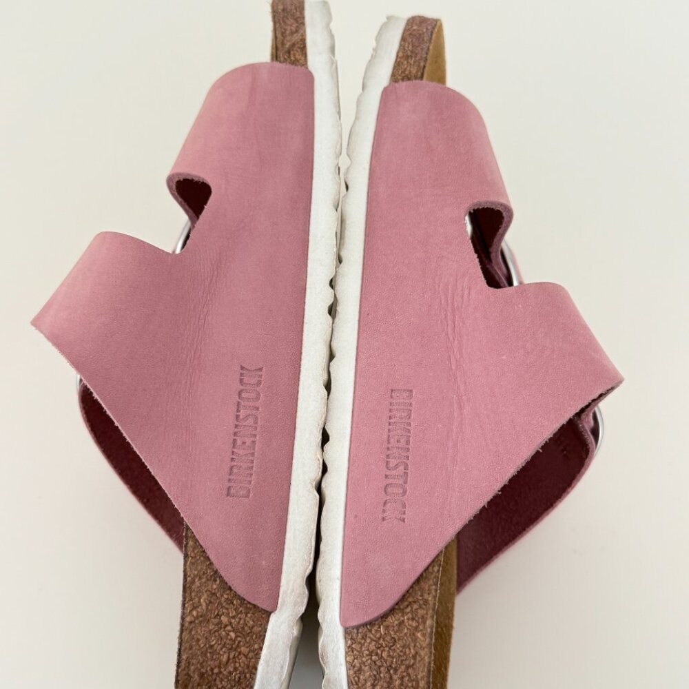 BIRKENSTOCK Women's Arizona Big Buckle Slide on Sandal Pink Silver Size 7 - Picture 4 of 5